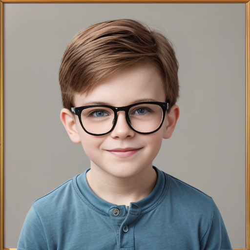 blue little boy with glasses