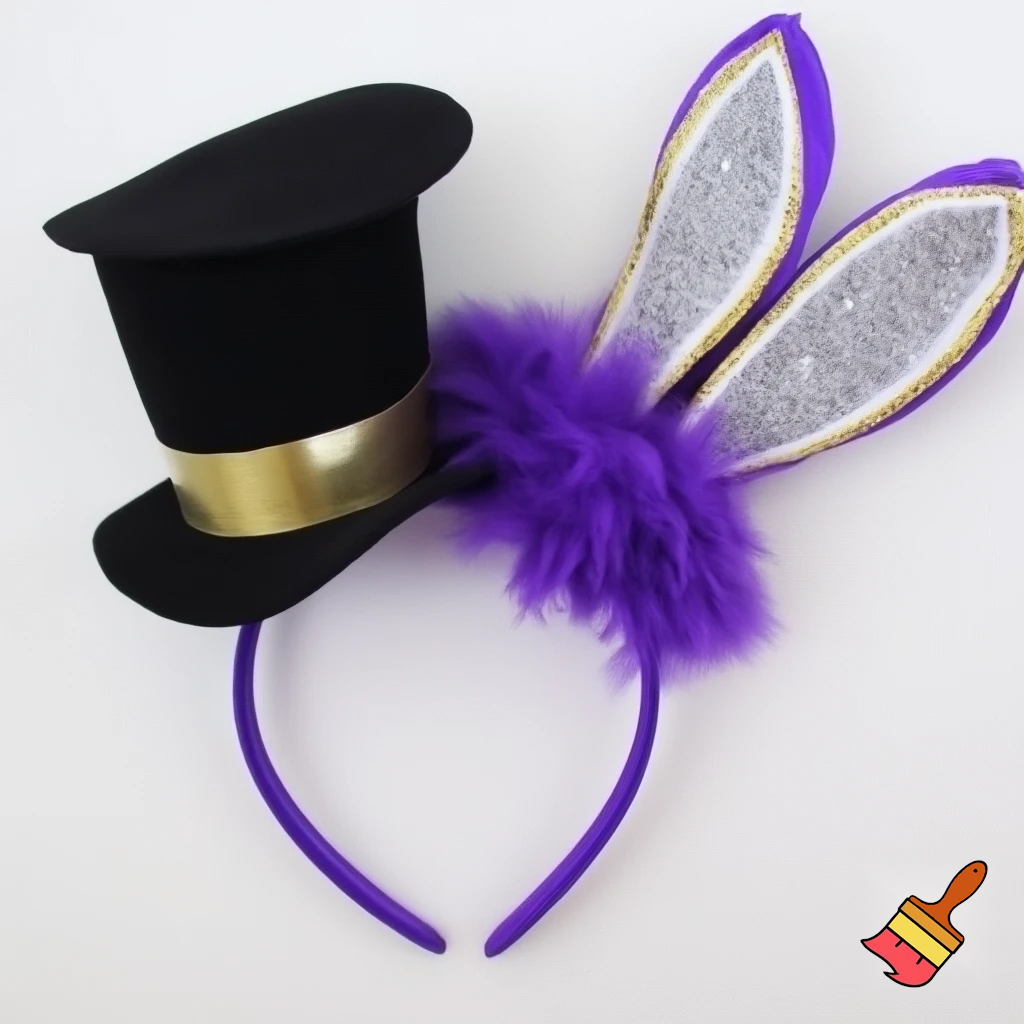 Easter bunny top hat headband, purple and white gold and silver top hat black purple dark purple special hat in delicate purple white, purple and white gold