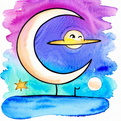 Star and a moon funky style cartoon