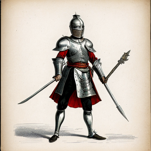 Illustration of Don Quixote.
Thin old knight, tall, wearing old armor, helmet, holding a lance.
Crazy but noble expression.
17th century Spain.
Classic book illustration style, antique, soft colors, detailed drawing.
White background for infographic.

