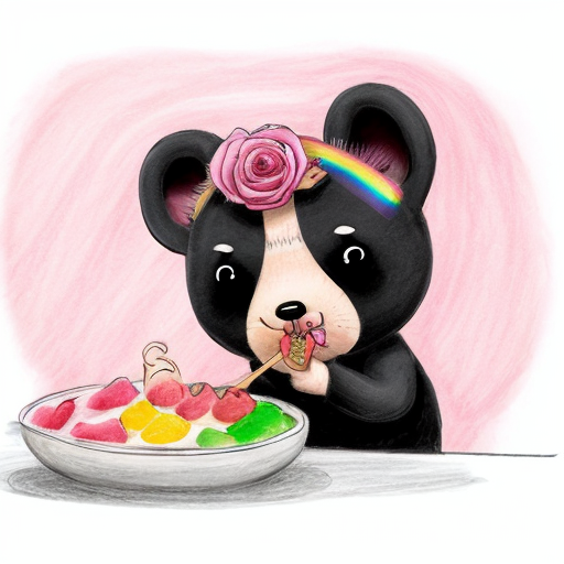 Draw italian brainrot cute mole in pink microwawe eating rainbow rose