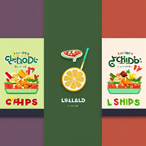 create a poster for food stall "chips-salad , lemonade" both are different food items i want them to be differt pics in one image 