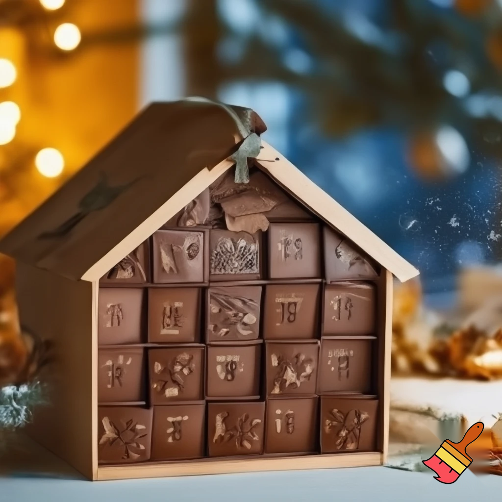 Chocolate advent calendar Numbers in the box a Christmas one hope the lead out how many days till Christmas? Christmas patterns countdown. 25.