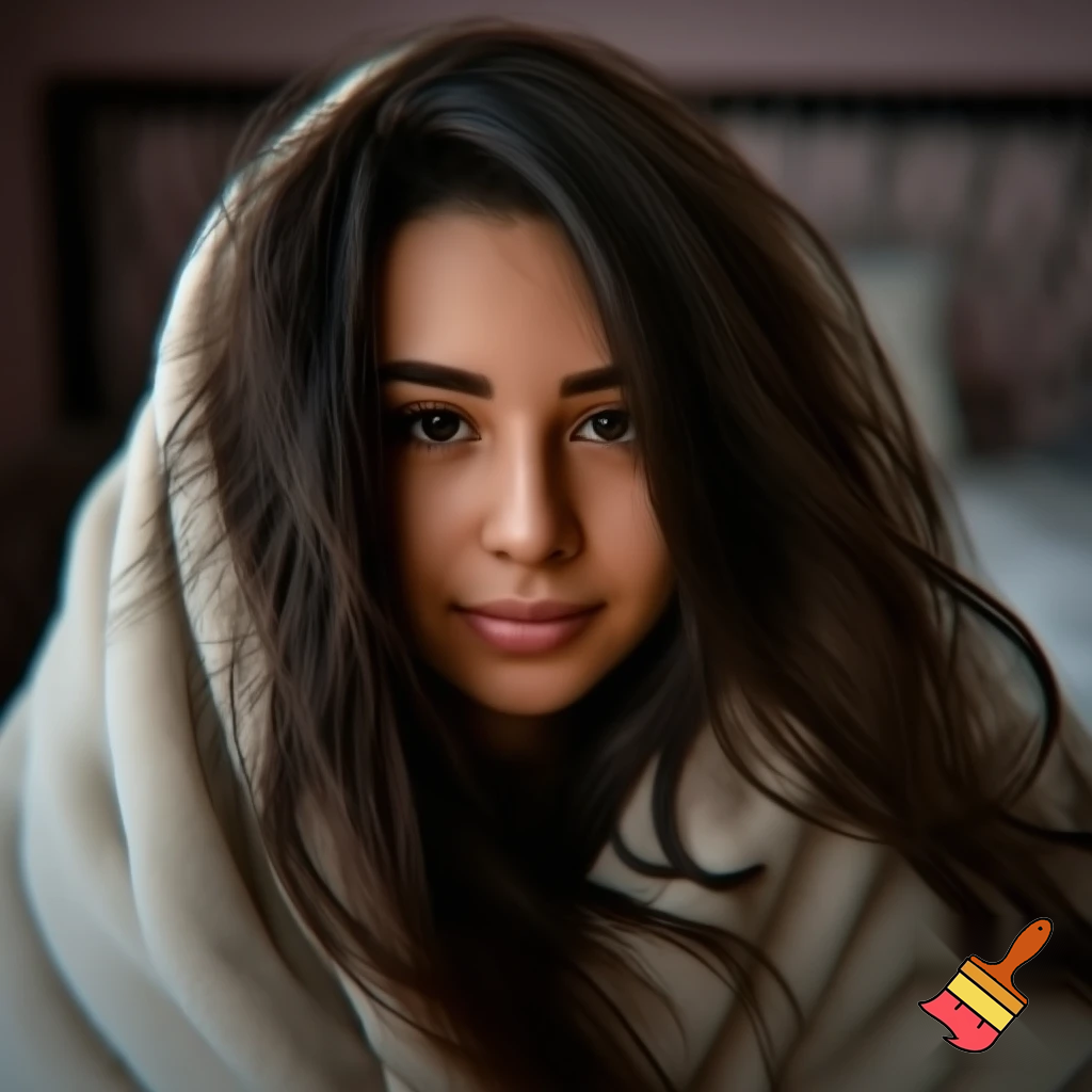 hot girl trapped in a blanket burrito and wrapped in her long hair