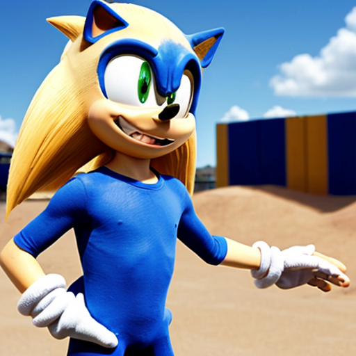 A kid with a yellow hair and he have sonic