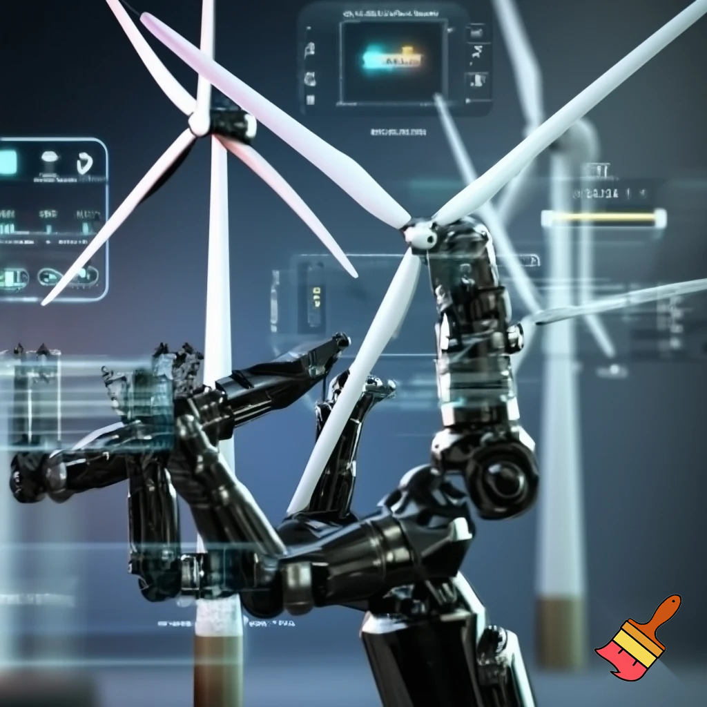 A Collage out of robots, wind turbines and Online-Shopping
