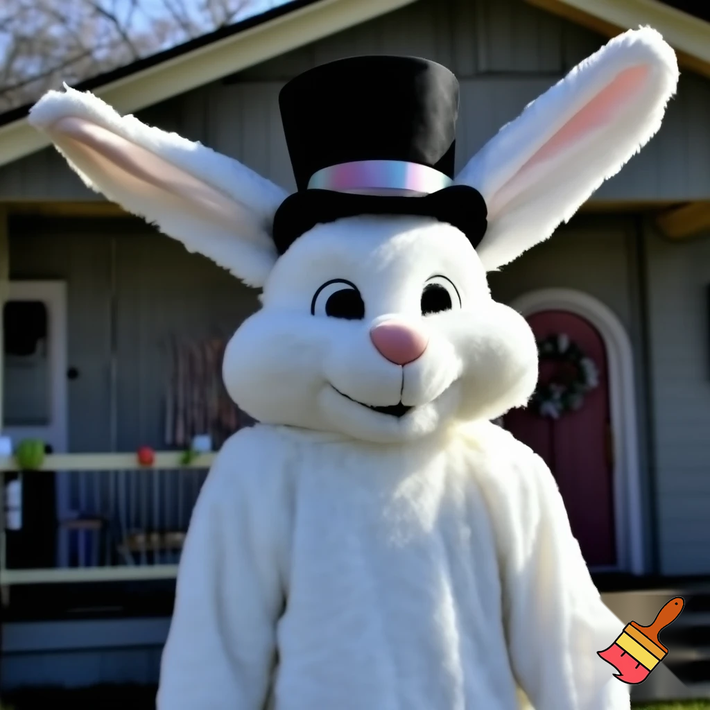 Easter bunny mascot costume top hat Easter only sells house