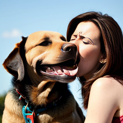 10 metre high dog licking a woman 