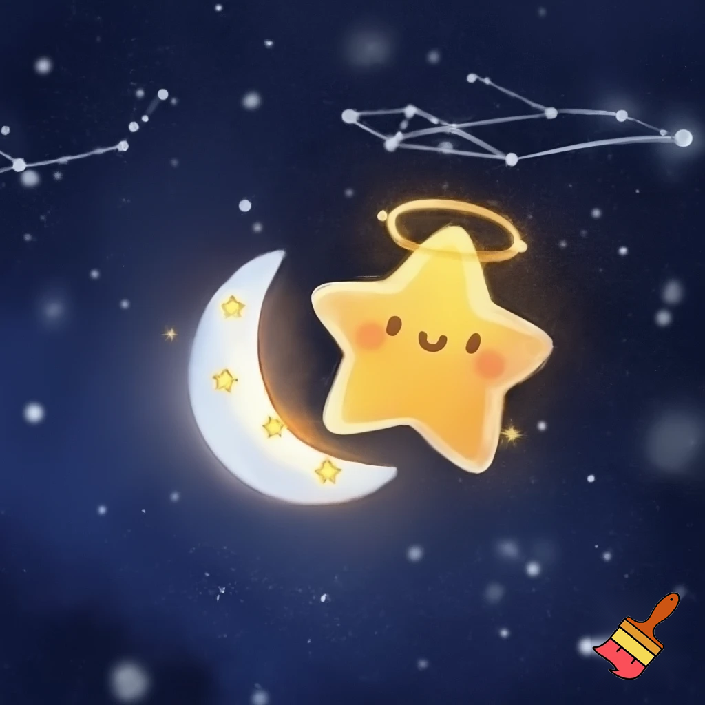 Star and the moon christmas cartoon