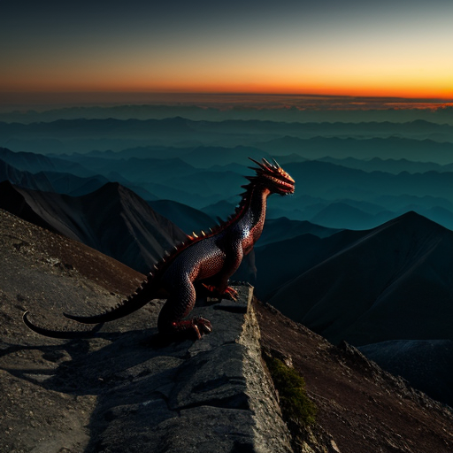 dragon at twilight background on highest mountain peak
