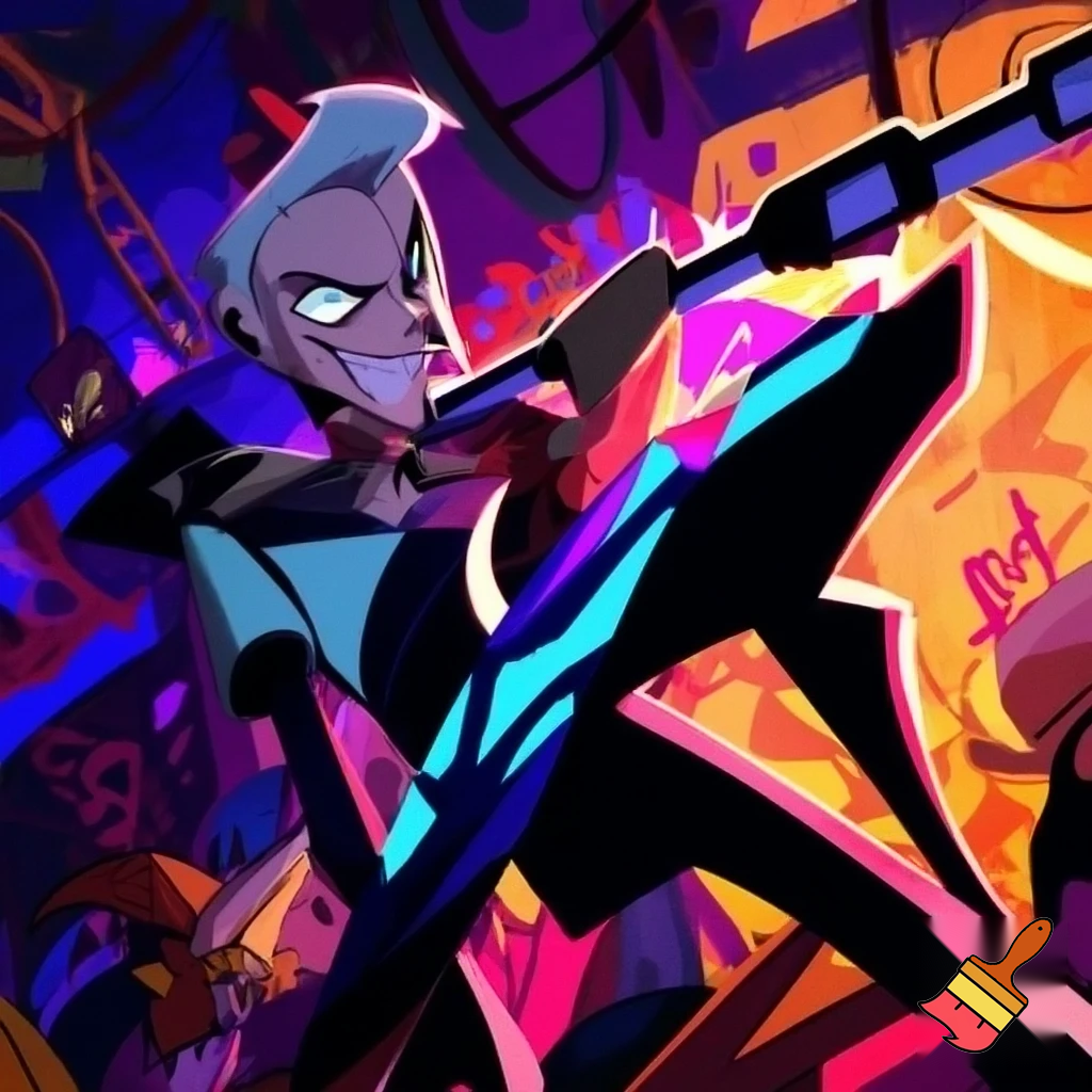 Percival from Vox Machina in the cartoon style of hazbin hotel 