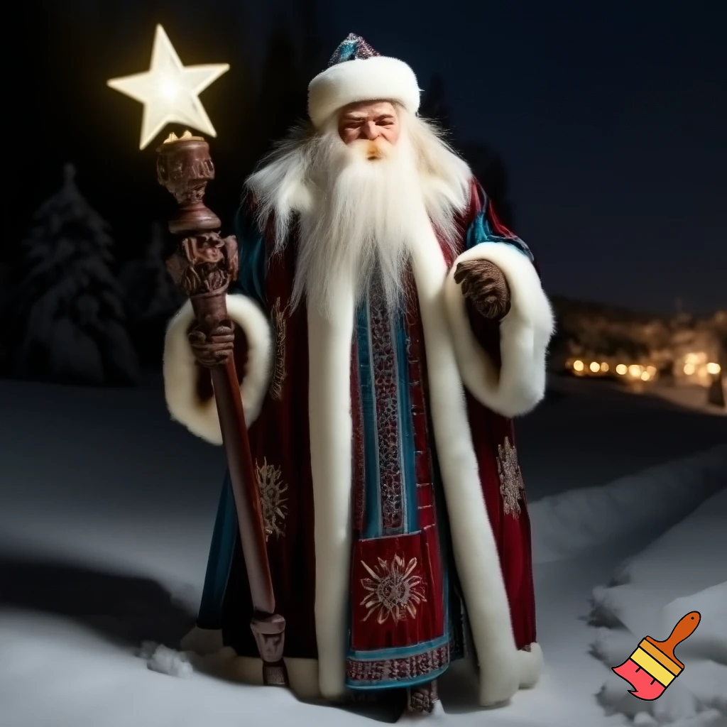 Russian Santa Claus magic one staff walking stick with a star real Santa Claus, Santa Claus the real person