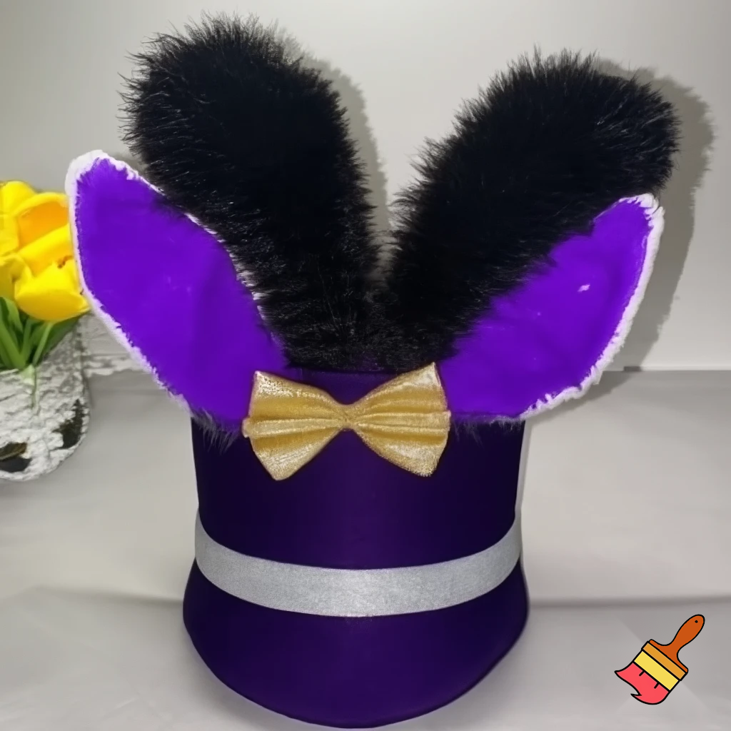 Easter bunny top hat headband, purple and white gold and silver top hat black purple dark purple