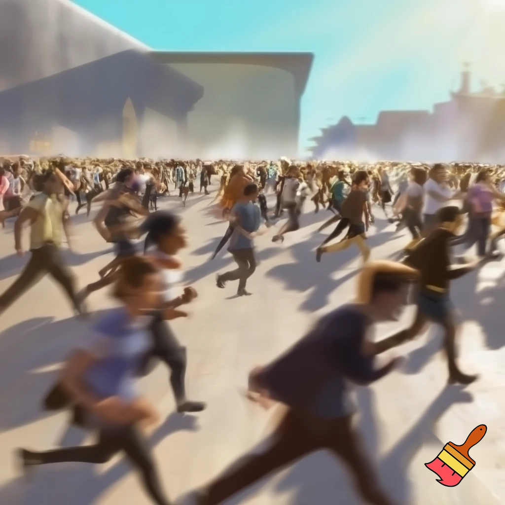 People running in the place