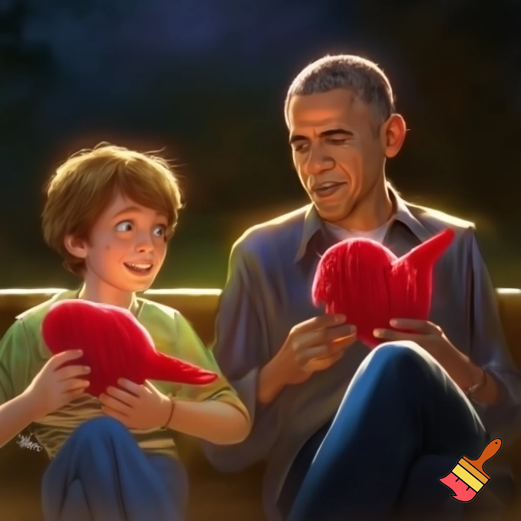 Make a picture of Charlie Kirk and Obama sharing twizzlers


