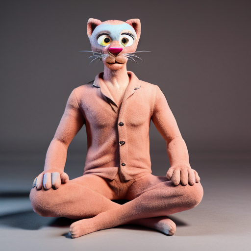 Pink Panther from WB with a full bladder as he sits uncomfortably, but with 2400x2400 pixels and 200 GB