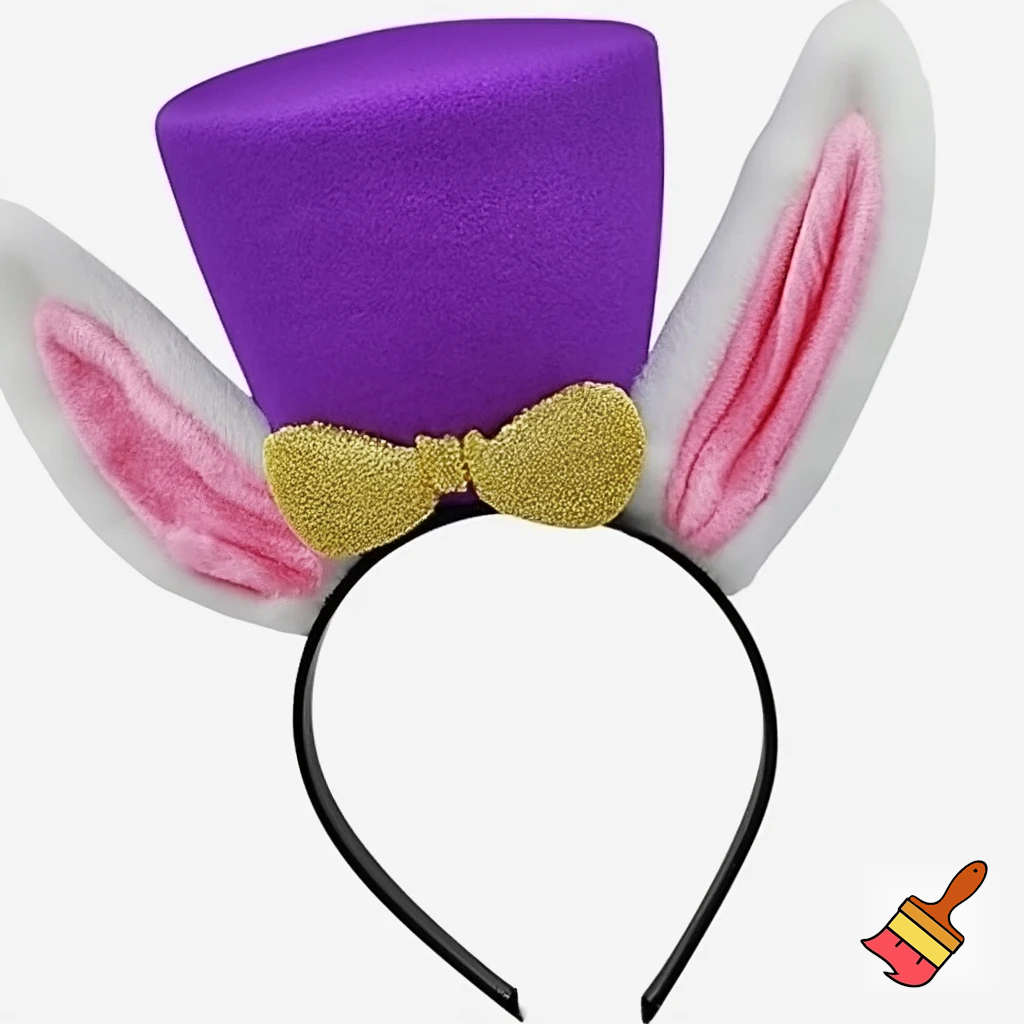 Easter top hat headband Easter bunny headband, purple and white with gold