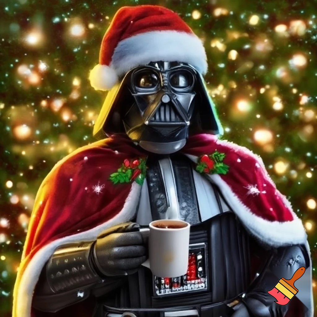 Darth Vader In a Christmas outfit for christmas