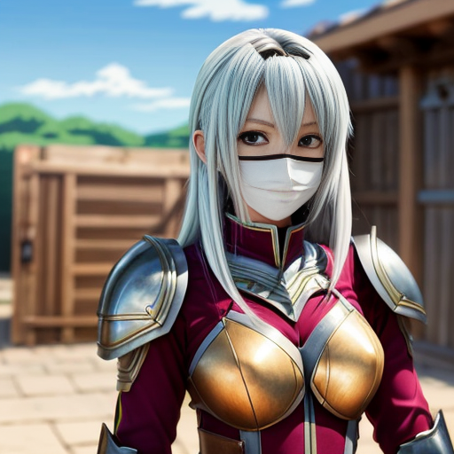 young, tall, white-haired woman in armor is sad because a Turkish man stole her knife.