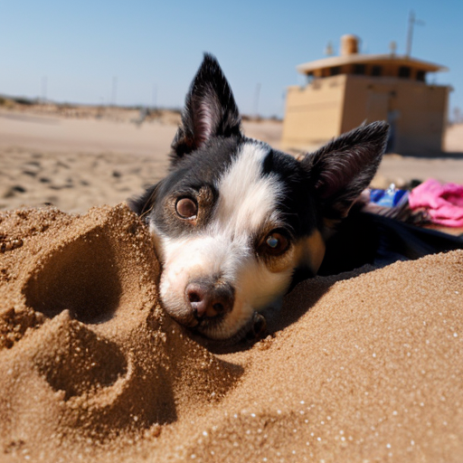 Lily loud buried in sand up to her neck only her head sticking out