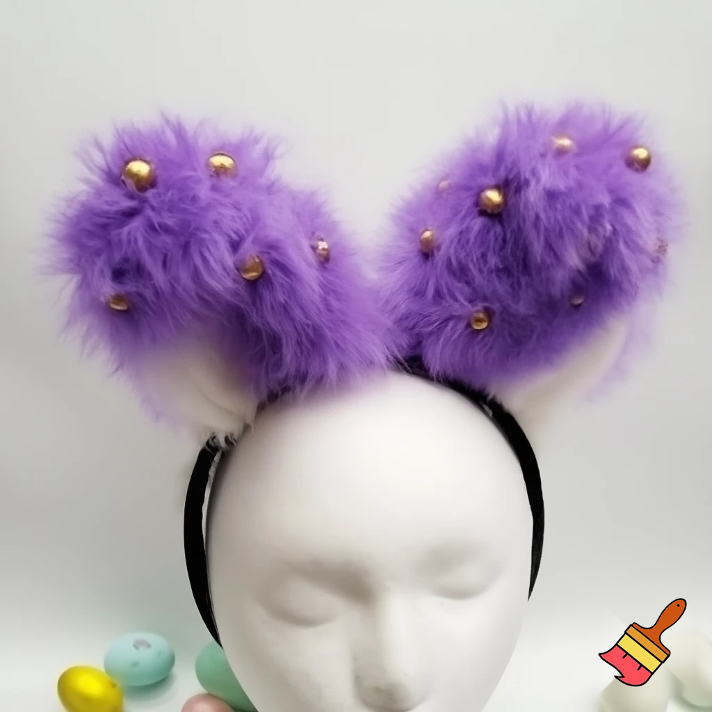 Easter top head headband, purple and white bunny ears top hat purple and gold top hat headband