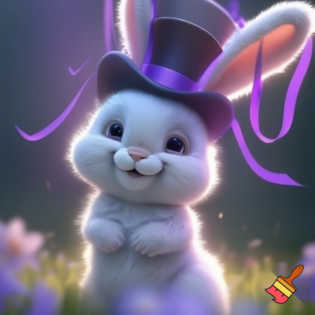 Easter bunny mascot costume top hat white and purple