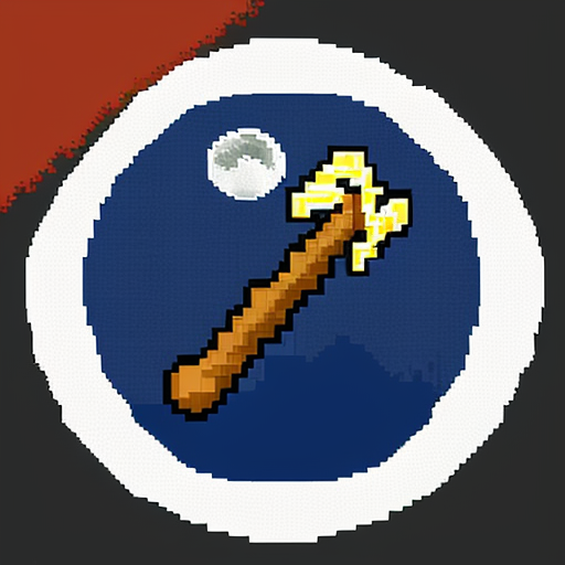 create a pixel hammer with a moon arua
