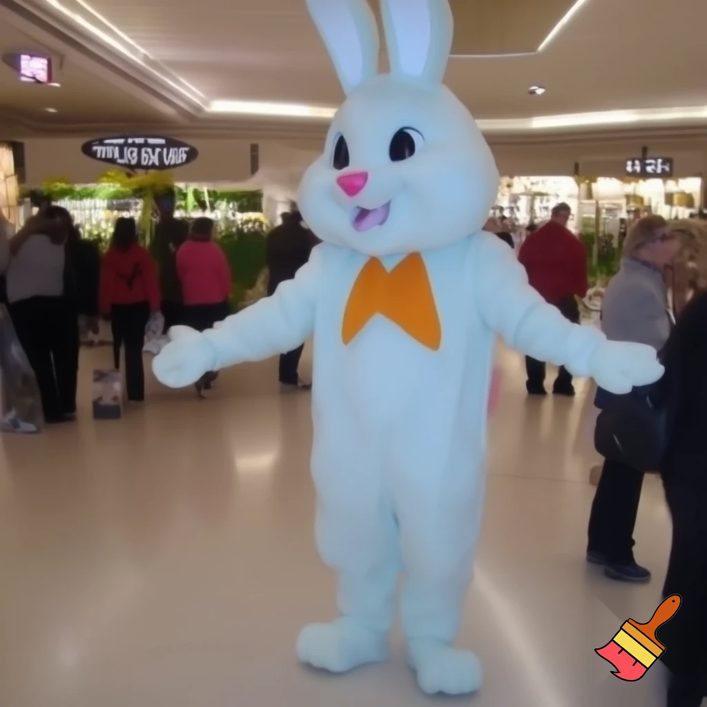 Easter bunny mascot costume shopping Centre
