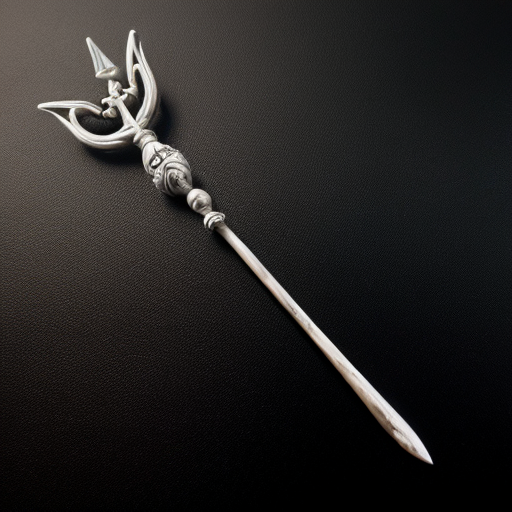 silver and white mystical wand on a solid black background
