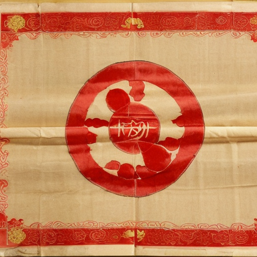 A scroll with seven red seals on it
