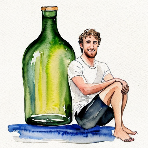 logan paul sitting on a giant prime bottle
