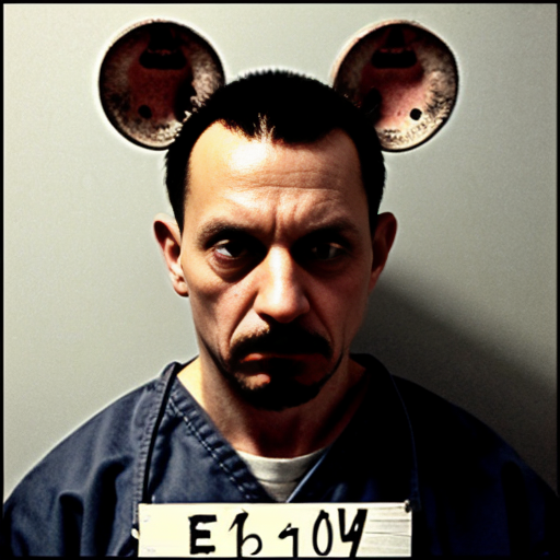 rat, evil, sinister, wearing prison outfit, mugshot style, no human