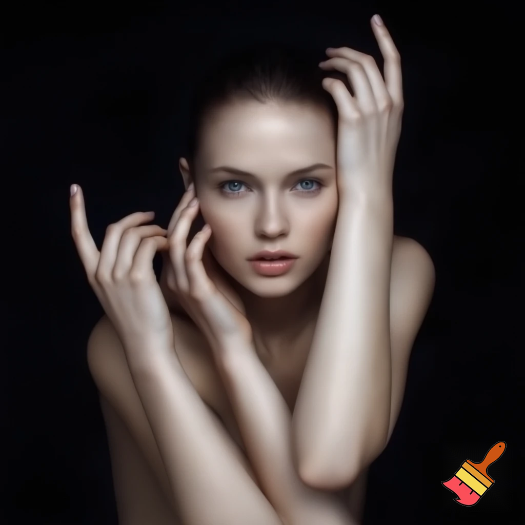 naked woman with hands up