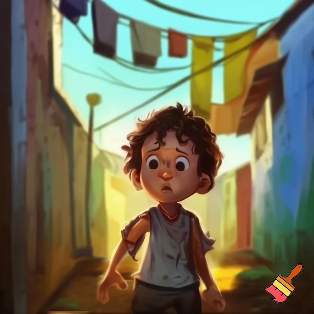 brazilian por kid with dirty klothers make the kid hungry
