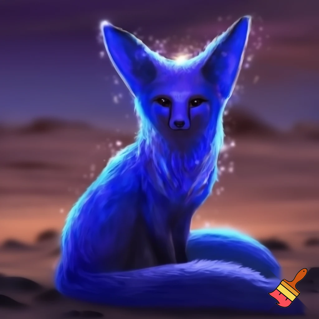 Fox with blue hair
