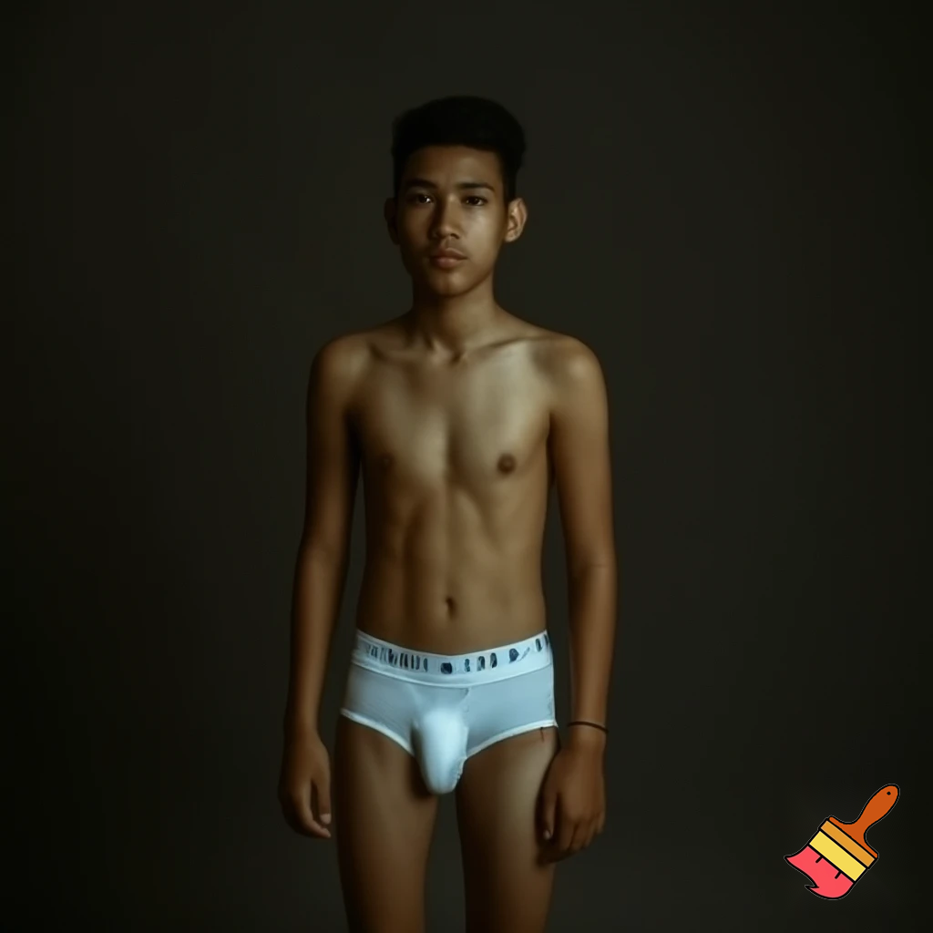 An 18 year old male wearing only women’s underwear 