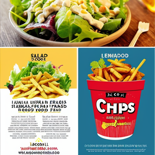create a poster for food stall "chips-salad , lemonade" both are different food items 
