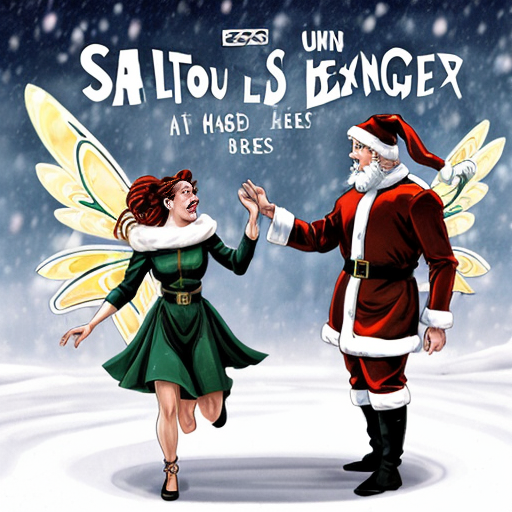 Színes, képregény-stílusú, szürreális jelenet: francia, flancos úrihölgy irigy és haragos, mikulás manó vöröshajú testvére mellett. Úrihölgy lopja Hermész szárnyas saruját az Olümposzról, idő száguld a végtelenbe, hóviharszerű harag, hatványozottan tündöklő tündér veszélyben. Túlzó arányok, humoros, dinamikus, kaotikus, élénk színek, szürreális képregény-hatás.”