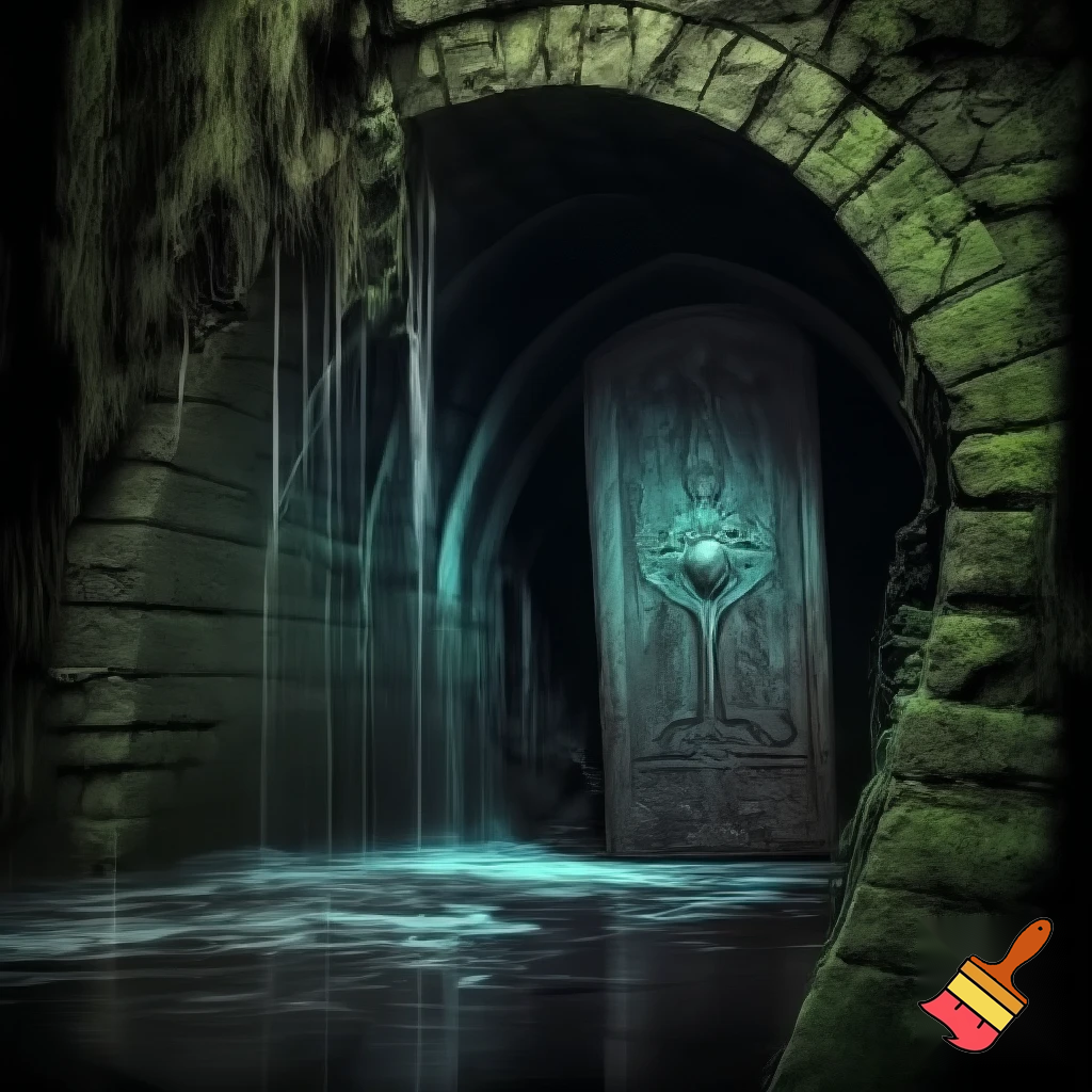 Strange looking door under a bridge