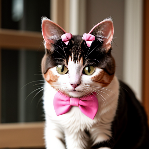 pink cat with a bow
