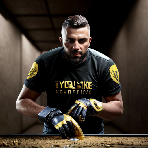 make a picture of ohnepixel even though he's made of gold and he's bathing in counterstrike knives and counterstrike gloves