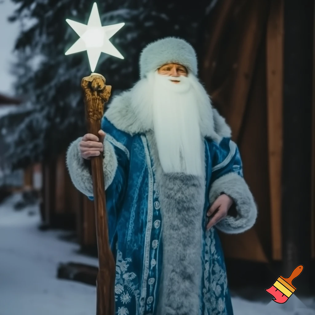 Russian Santa Claus magic one staff walking stick with a star real Santa Claus, Santa Claus the real person