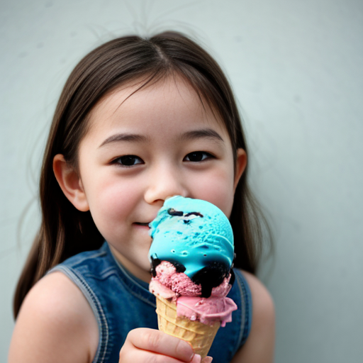blue ice cream  little girl