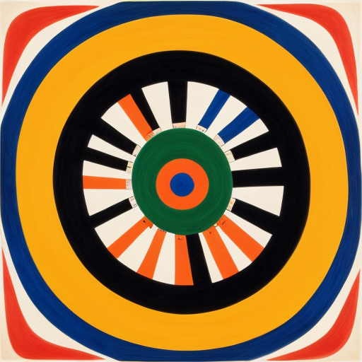 Put surreal Features in a circle consisting of multiple abstract figures in  Miro  and Matisse style