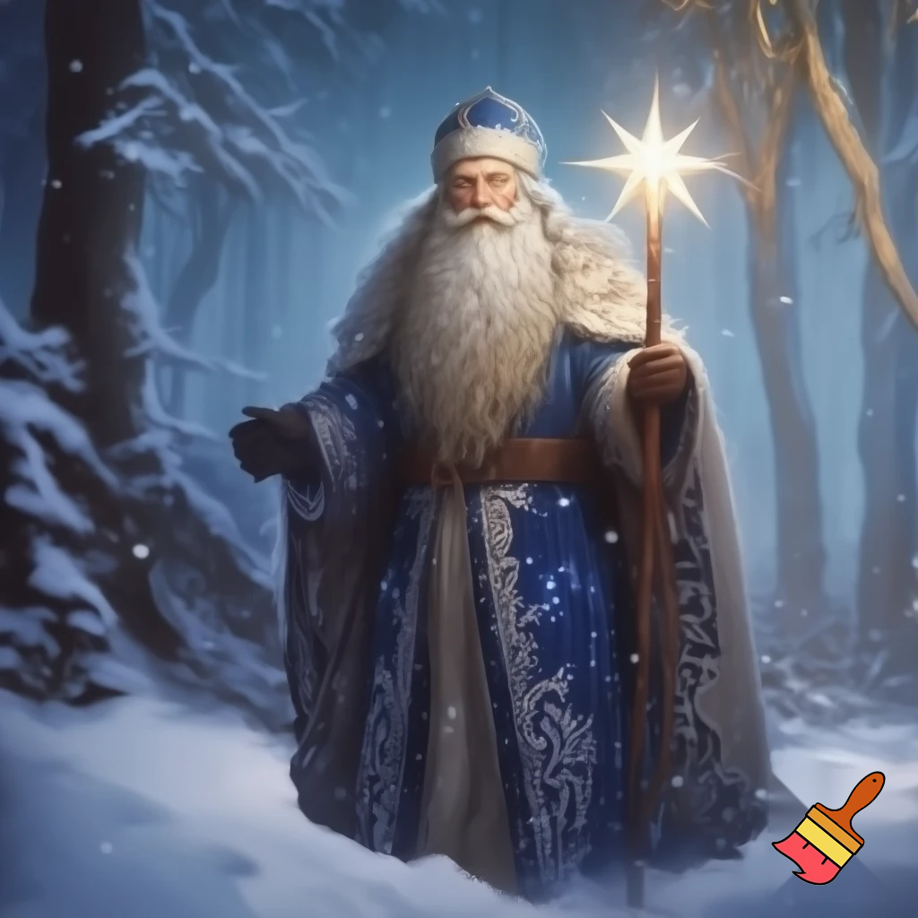 Russia, Santa Claus walking sticks star real Santa Claus 