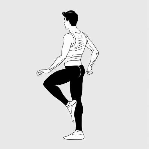 Männlicher Ballettänzer gerade stehend von vorne mit langer Leggins als minimalistische karikaturhafte Zeichnung wie mit dickem schwarzem Filzstift auf weißem Hintergrund