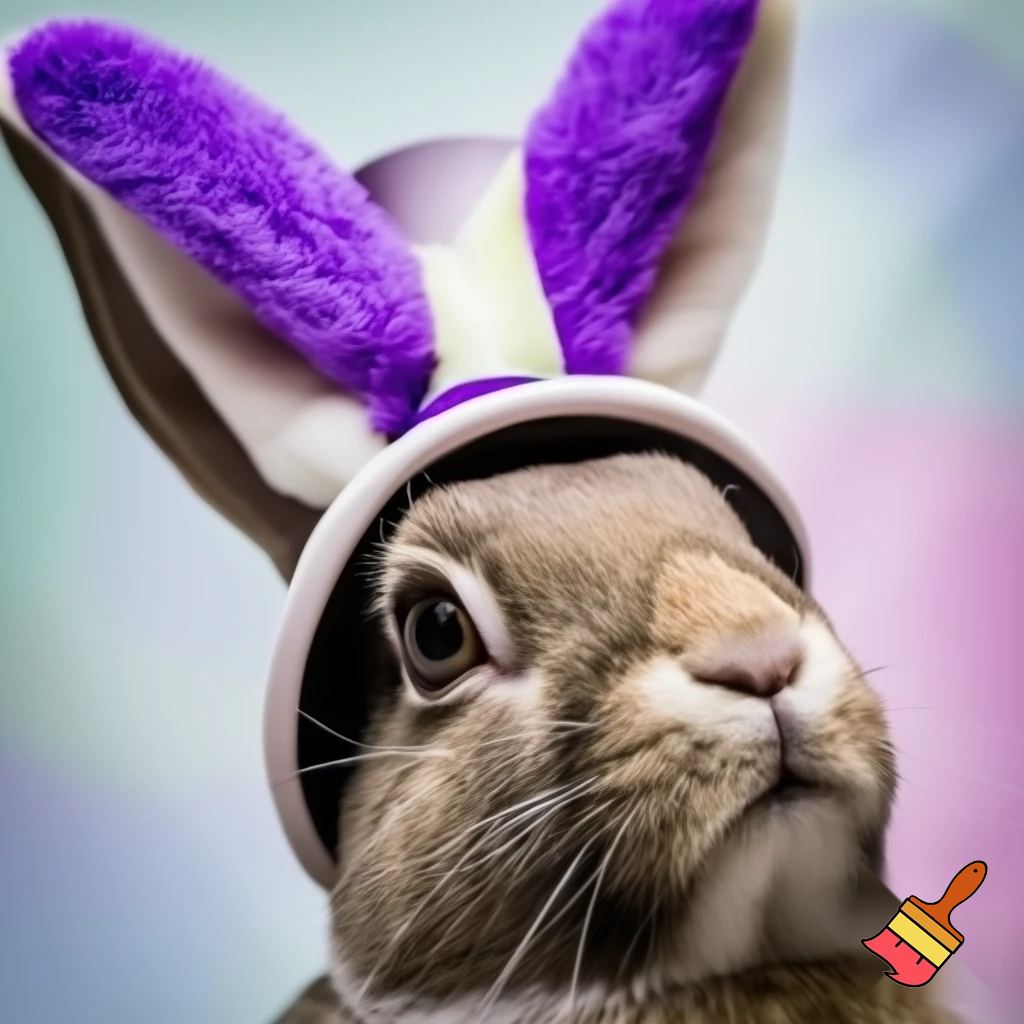 Easter bunny top her hat headband, purple and white Easter bunny ears