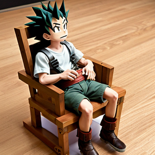 gon from hunter hunter  is restrained in a special childseat, where his body is restraint and a wooden Platform is around his neck, so that the head cant be moved and he is getting fed 
