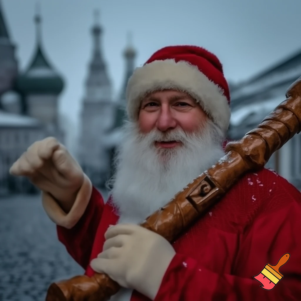 Santa Claus, Russia walking stick with the start