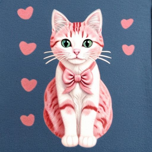 pink cat with a bow